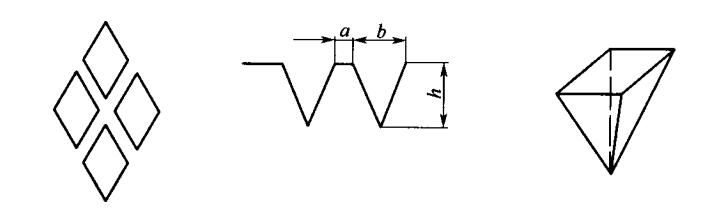 四菱形网孔棱锥形网穴示意